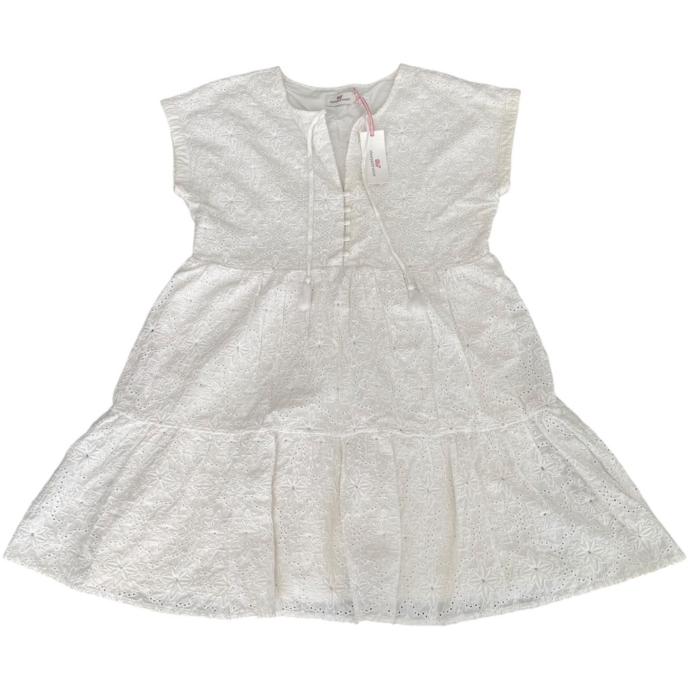 Vineyard Vines NWT Island Eyelet Swing Dress White Cap Medium Bridal Graduation - Picture 11 of 11